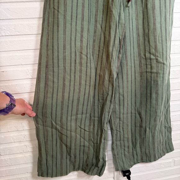 Zara Green Wide Leg Y2K Striped Boho Causal Pants, Women’s Size Extra Small - Picture 2 of 8